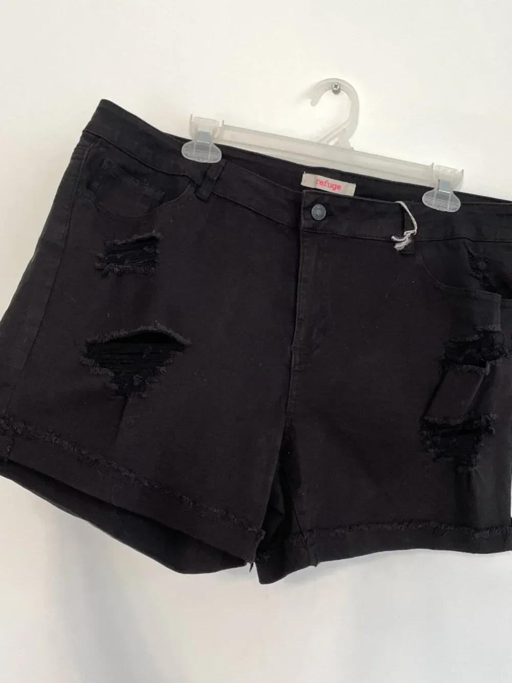 NEW NWT REFUGE Hi-Rise Cheeky Jean Shorts Black High Waisted 5